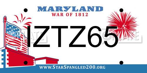 IZTZ65 Maryland License Plate