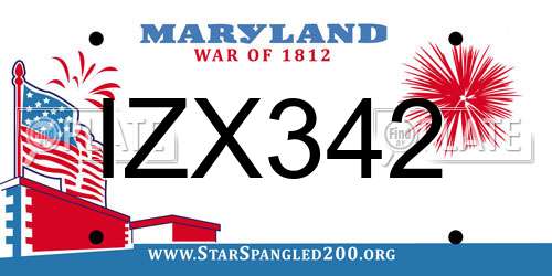 IZX342 Maryland License Plate