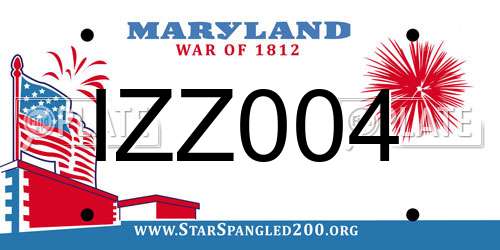 IZZ004 Maryland License Plate
