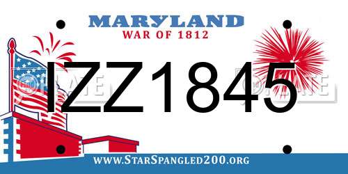 IZZ1845 Maryland License Plate