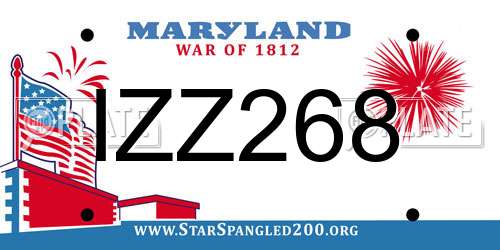 IZZ268 Maryland License Plate