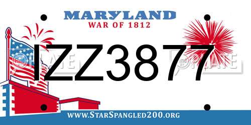 IZZ3877 Maryland License Plate