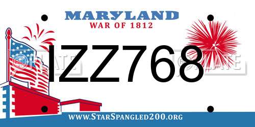 IZZ768 Maryland License Plate