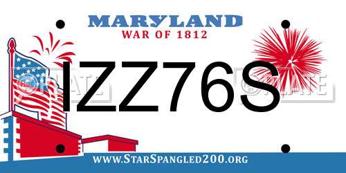 IZZ76S Maryland License Plate