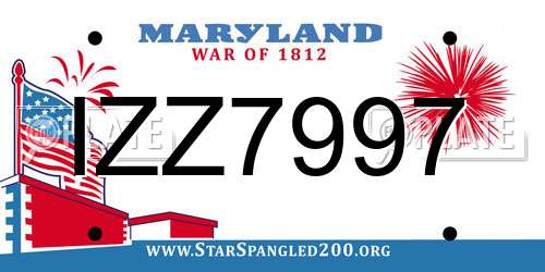 IZZ7997 Maryland License Plate