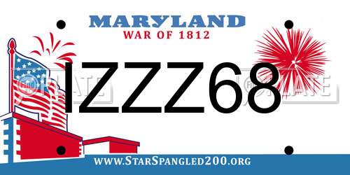IZZZ68 Maryland License Plate