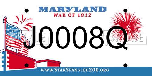 J0008Q Maryland License Plate