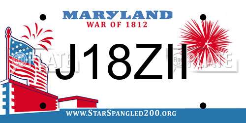 J18ZII Maryland License Plate