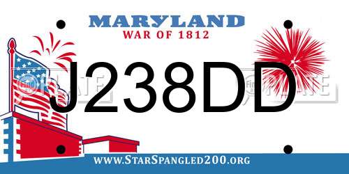 J238DD Maryland License Plate