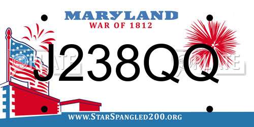 J238QQ Maryland License Plate