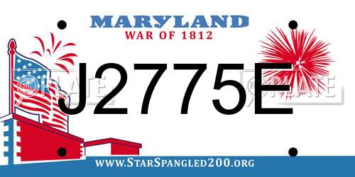 J2775E Maryland License Plate