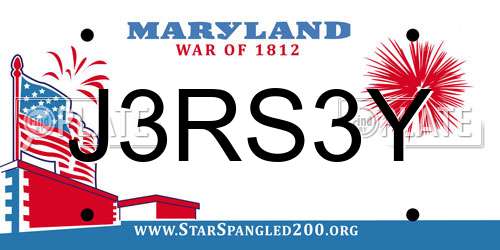 J3RS3Y Maryland License Plate