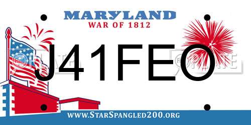 J41FEO Maryland License Plate