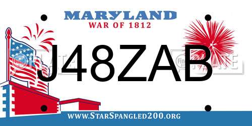 J48ZAB Maryland License Plate