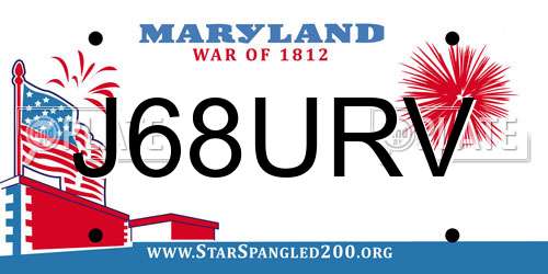 J68URV Maryland License Plate