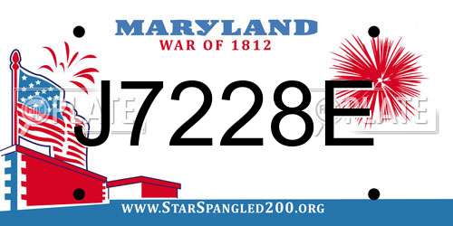 J7228E Maryland License Plate