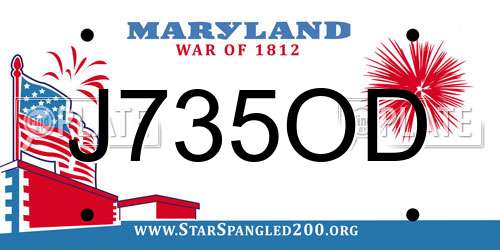 J735OD Maryland License Plate