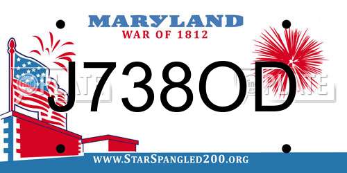 J738OD Maryland License Plate