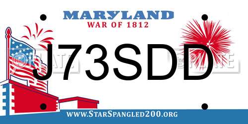 J73SDD Maryland License Plate