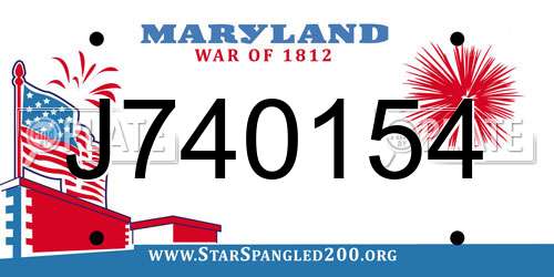 J740154 Maryland License Plate