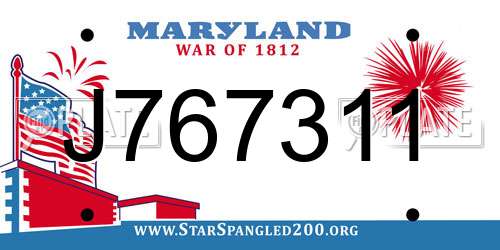 J767311 Maryland License Plate