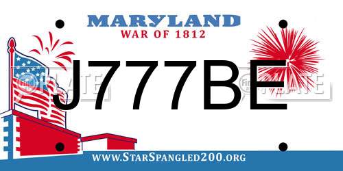 J777BE Maryland License Plate