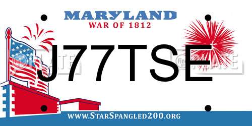 J77TSE Maryland License Plate