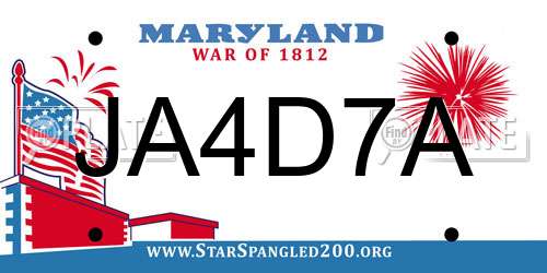 JA4D7A Maryland License Plate