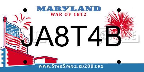 JA8T4B Maryland License Plate