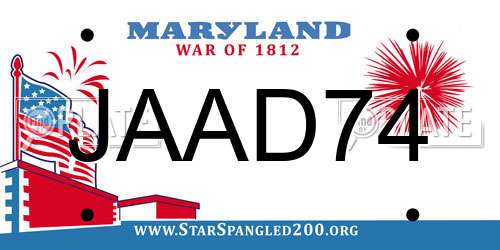 JAAD74 Maryland License Plate