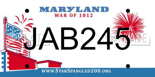 JAB245 Maryland License Plate