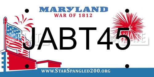 JABT45 Maryland License Plate