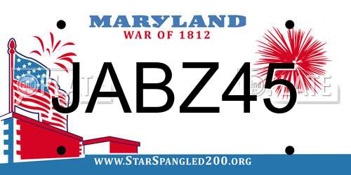 JABZ45 Maryland License Plate