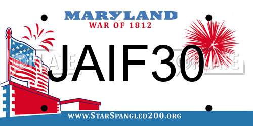 JAIF30 Maryland License Plate