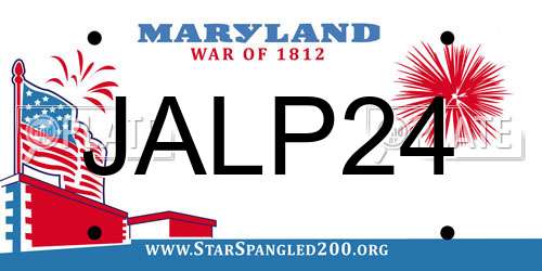 JALP24 Maryland License Plate