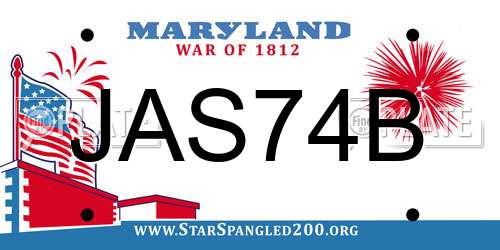 JAS74B Maryland License Plate