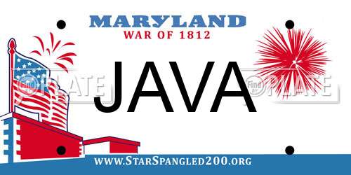 JAVA Maryland License Plate