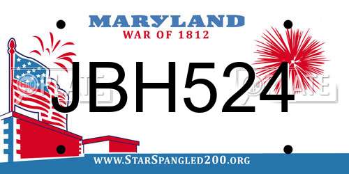 JBH524 Maryland License Plate