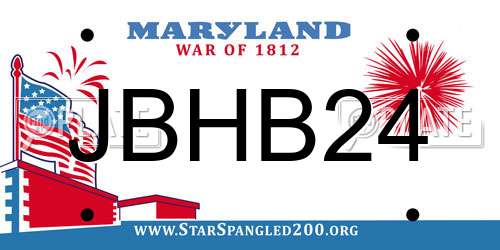 JBHB24 Maryland License Plate