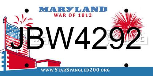 JBW4292 Maryland License Plate