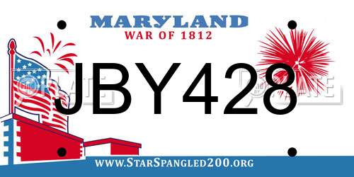 JBY428 Maryland License Plate