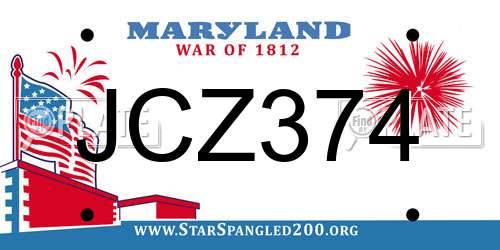 JCZ374 Maryland License Plate