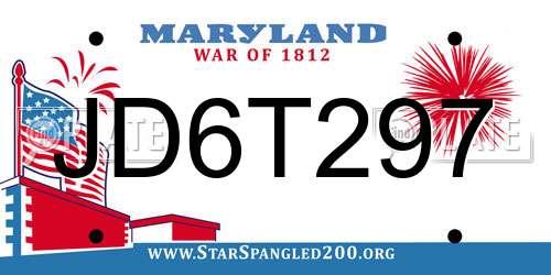 JD6T297 Maryland License Plate