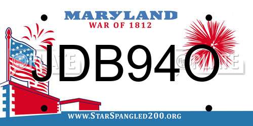 JDB94O Maryland License Plate