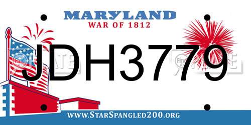 JDH3779 Maryland License Plate