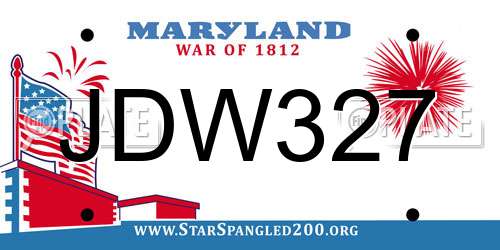 JDW327 Maryland License Plate