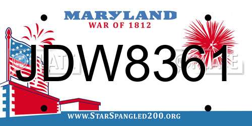JDW8361 Maryland License Plate