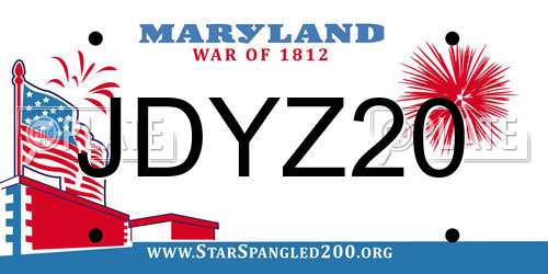 JDYZ20 Maryland License Plate