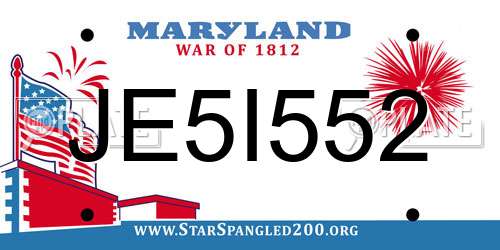 JE5I552 Maryland License Plate