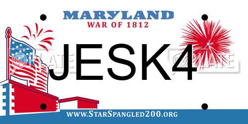 JESK4 Maryland License Plate